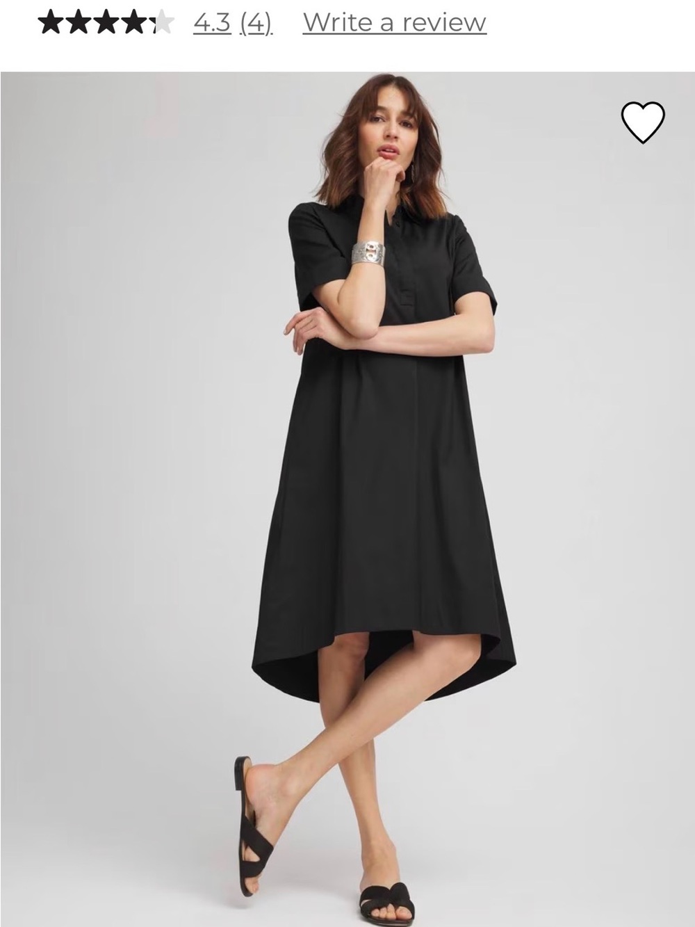 Chico's Black High-Low Short Sleeve Dress